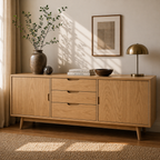 Mid Century Solid Wood Sideboard Cabinet with Drawers & Doors Storage - view 1 of 7