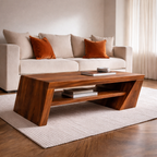 Solid Wood Coffee Table with Angled Legs and Modern Storage – Stylish Living Room Furniture - view 1 of 7