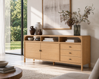 Modern Solid Wood Console Sideboard – Walnut Storage Cabinet for Living Room - view 1 of 7