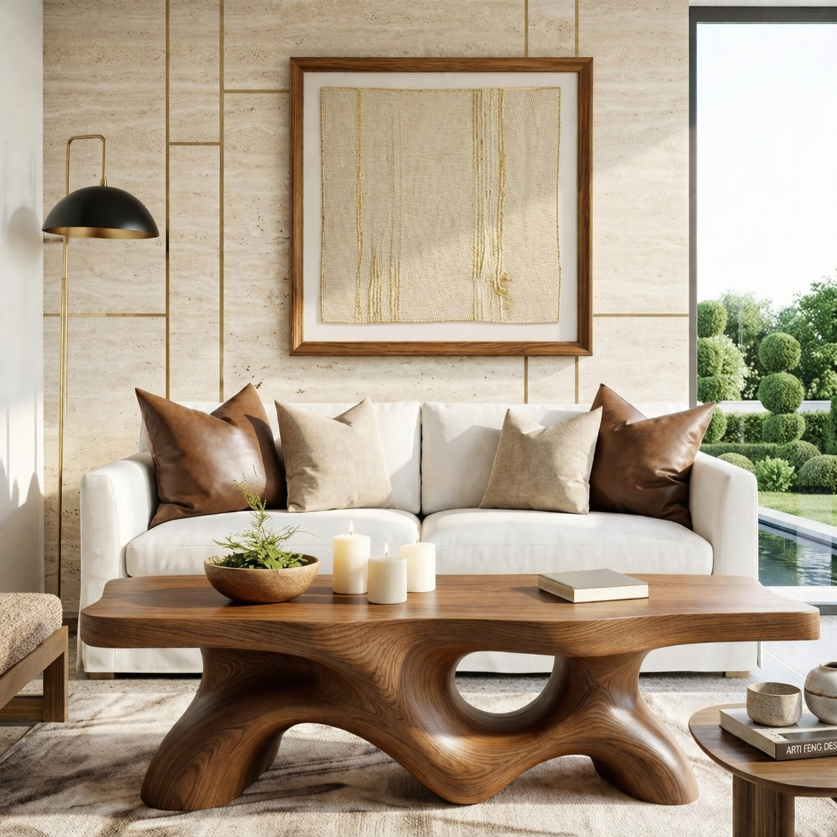 Unique Wooden Coffee Table with Curved Design for Living Room - view 3 of 7