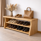 Solid Wood Entryway Bench with Shoe Storage Shelf – Rustic Wooden Shoe Rack Bench - view 1 of 7