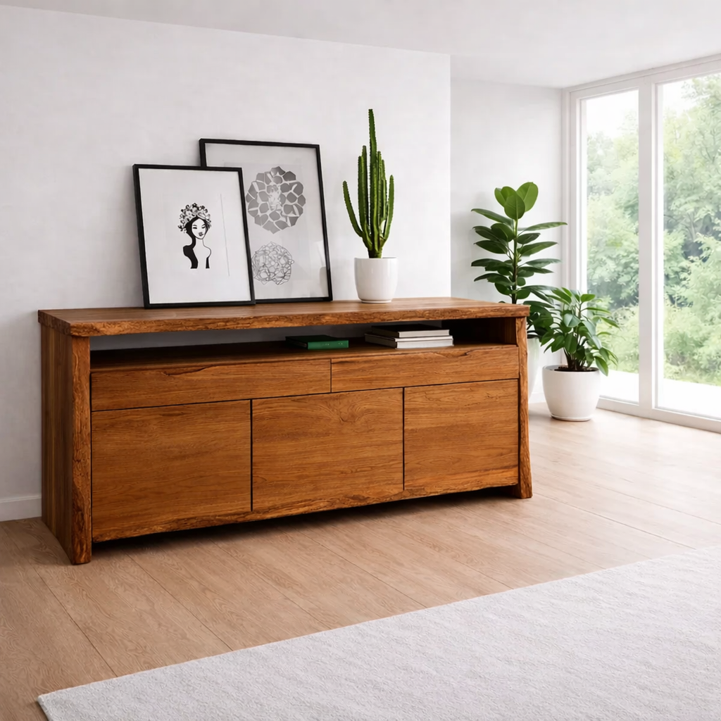 Modern Sideboard Cabinet with Open Shelf – Minimalist Storage Console - view 3 of 7