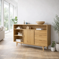 Solid Wood Sideboard Console with Drawers & Shelves – Modern Storage Cabinet - view 1 of 7
