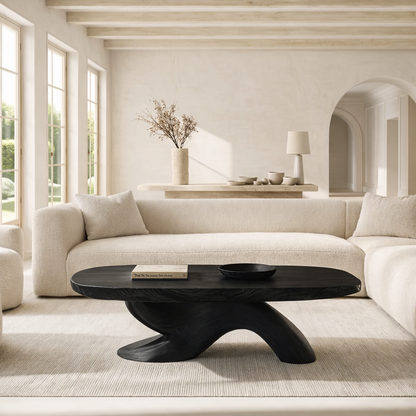 Organic Sculptural Coffee Table with Oval Top, Modern Minimalist Living Room Centerpiece - view 4 of 7