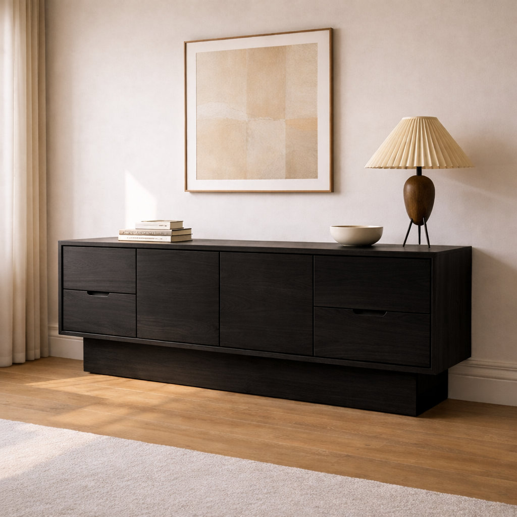 Solid Wood Console Cabinet with Drawers and Modern Storage Design - view 4 of 7