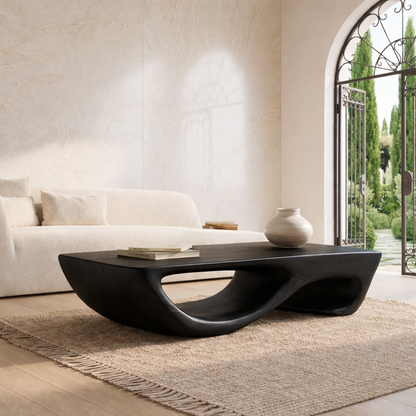 Contemporary Sculptural Coffee Table with Open Wave Base, Luxury Lounge Centerpiece - view 4 of 7