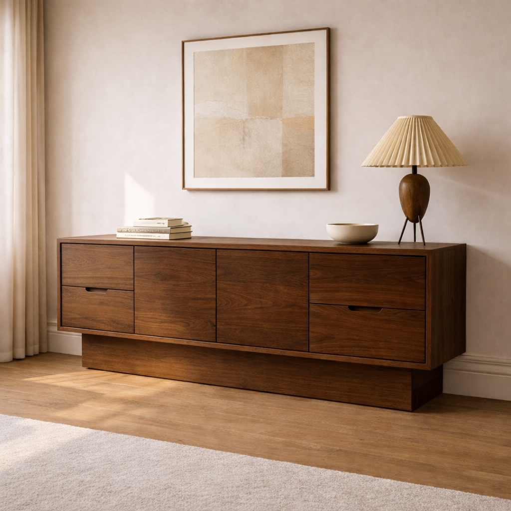 Solid Wood Console Cabinet with Drawers and Modern Storage Design - view 2 of 7