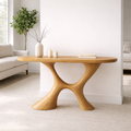 Modern Solid Wood Console Table, Sculptural Organic Base Entryway Hallway Oak Statement Furniture - view 1 of 7