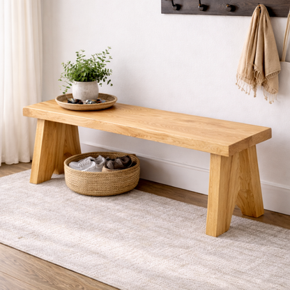 Solid Wood Entryway Bench with Storage | Rustic Hallway Seating & Shoe Rack - view 1 of 7