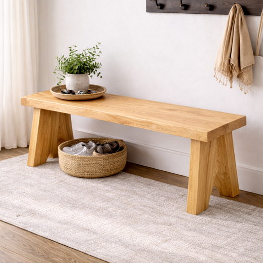 Solid Wood Entryway Bench with Storage | Rustic Hallway Seating & Shoe Rack - view 1 of 7