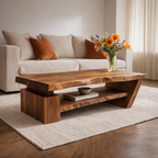Solid Wood Live Edge Coffee Table with Modern Storage – Natural Design - view 1 of 7