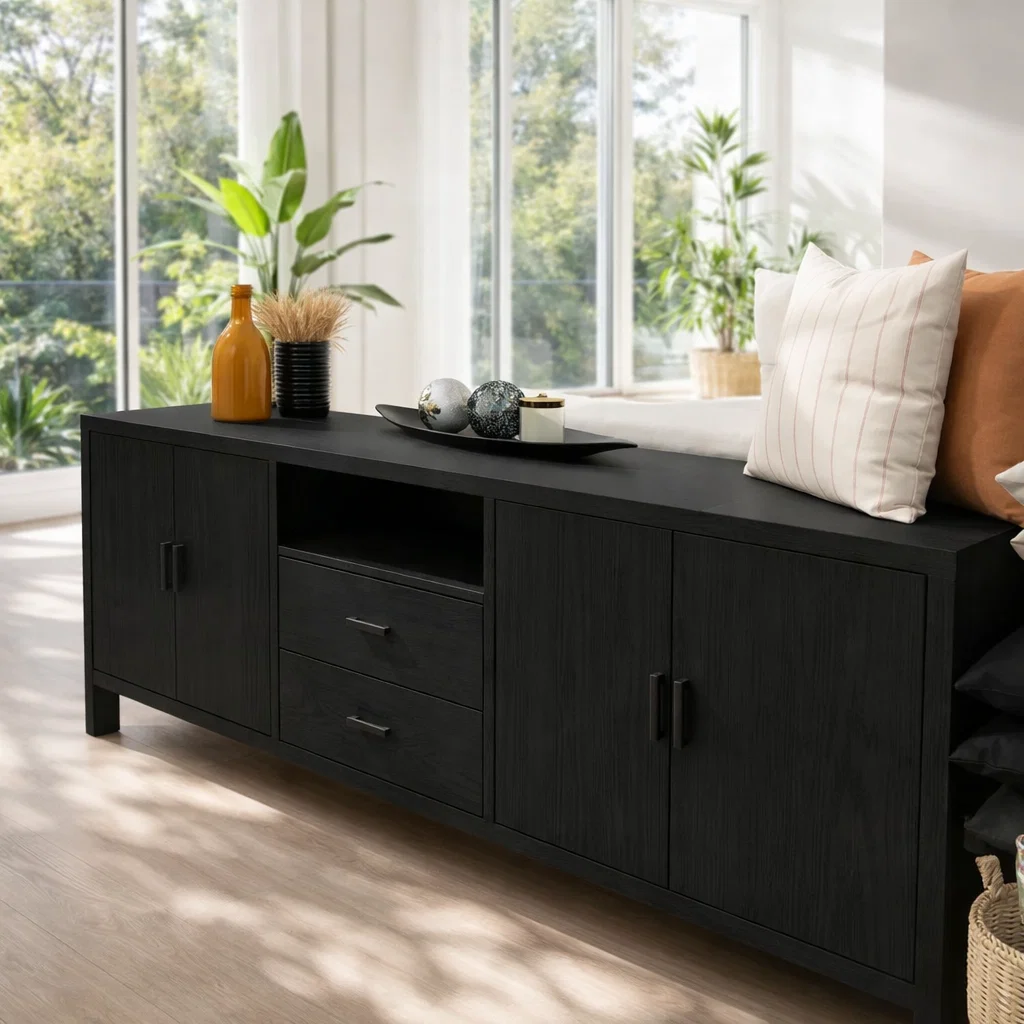 Sideboard Cabinet with Drawers, Doors and Open Shelf Storage - view 4 of 7