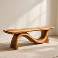 Modern Solid Wood Bench with Curved Base – Handmade Wooden Entryway Bench - view 1 of 7