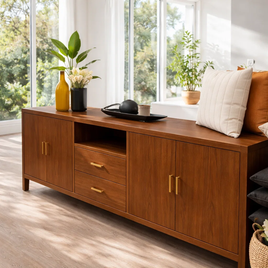 Sideboard Cabinet with Drawers, Doors and Open Shelf Storage - view 3 of 7