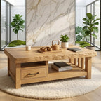 Modern Solid Wood Coffee Table with Drawer and Open Shelf for Living Room Storage - view 1 of 7