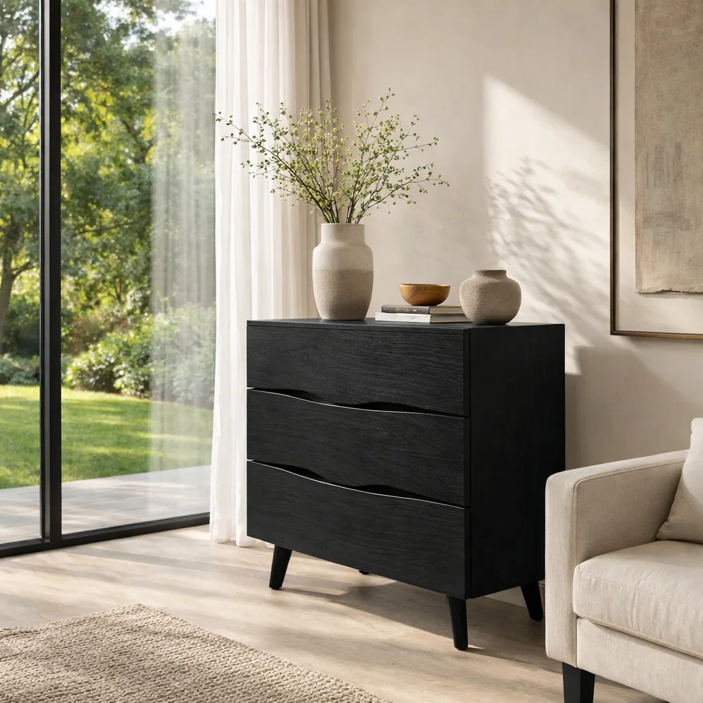 Live Edge Solid Wood Console Sideboard – Rustic Modern Walnut Storage Cabinet - view 4 of 7