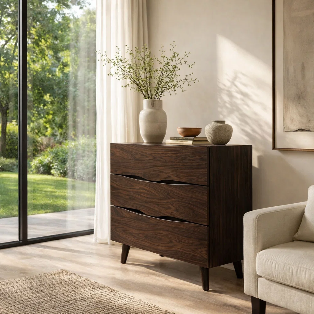Live Edge Solid Wood Console Sideboard – Rustic Modern Walnut Storage Cabinet - view 2 of 7