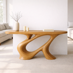 Modern Solid Wood Console Table, Sculptural Organic Base Walnut Entryway Hallway Statement Furniture - view 1 of 7