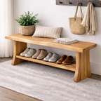 Solid Wood Entryway Bench with Shoe Storage | Rustic Hallway Seating - view 1 of 7