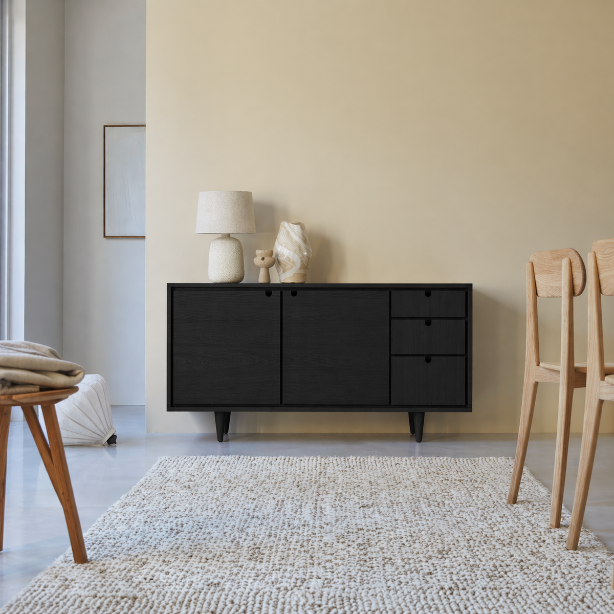 Solid Wood Sideboard Cabinet with Doors & Drawers – Minimalist Storage - view 4 of 7