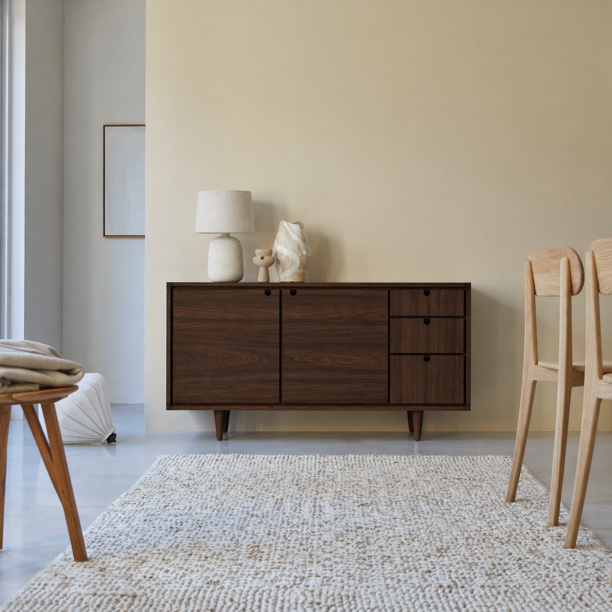 Solid Wood Sideboard Cabinet with Doors & Drawers – Minimalist Storage - view 2 of 7