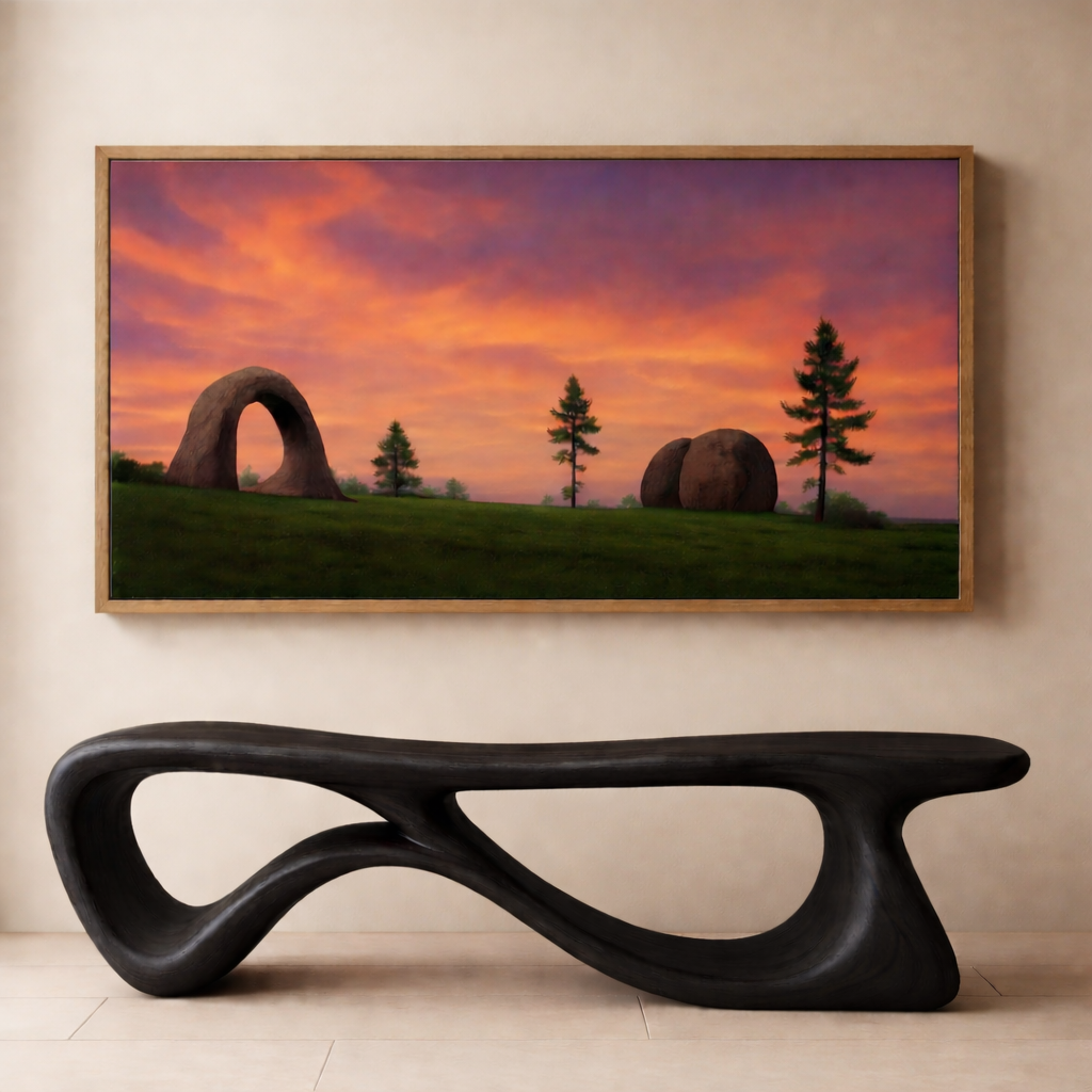 Sculptural Solid Wood Bench – Contemporary Organic Design Wooden Bench - view 4 of 7