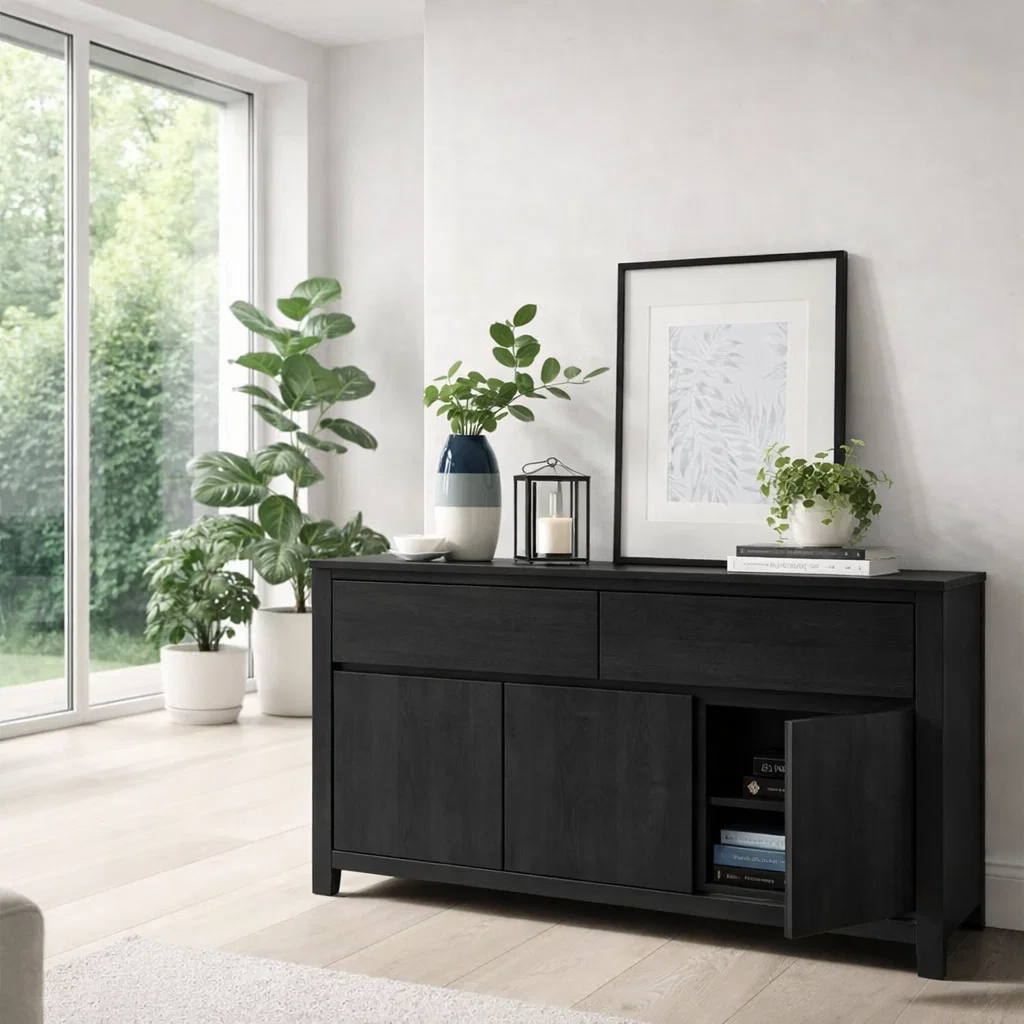 Modern Buffet Sideboard Cabinet with Drawers and Doors – Home Storage Cabinet - view 4 of 7