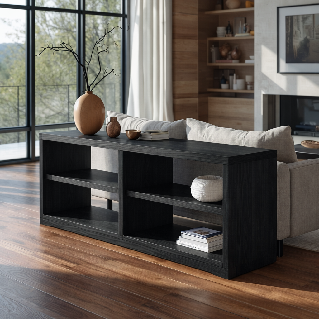 Modern Solid Wood Console Cabinet with Open Shelving – Stylish Living Room Storage - view 4 of 7