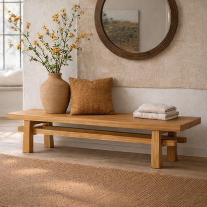 Rustic Solid Wood Entryway Bench, Farmhouse Hallway Seating - view 6 of 7
