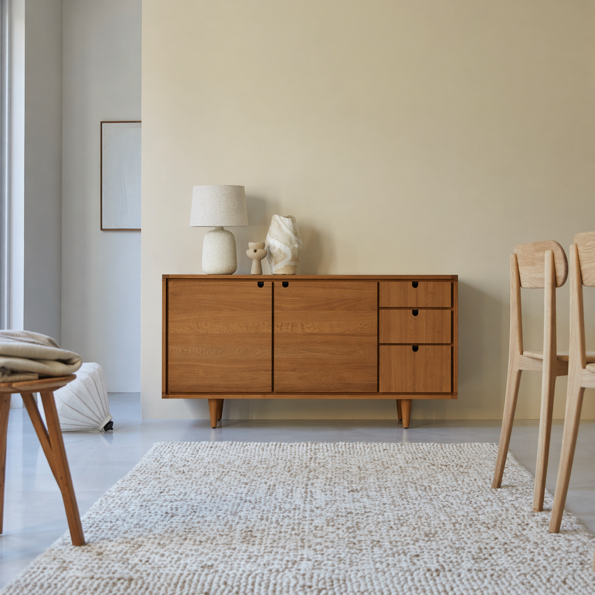 Solid Wood Sideboard Cabinet with Doors & Drawers – Minimalist Storage - view 3 of 7