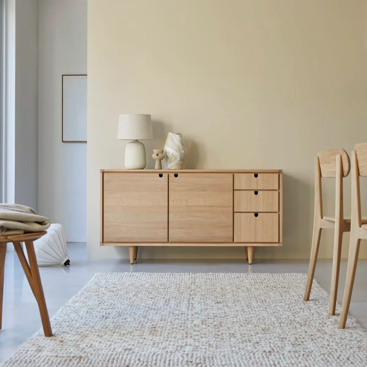 Solid Wood Sideboard Cabinet with Doors & Drawers – Minimalist Storage - view 1 of 7