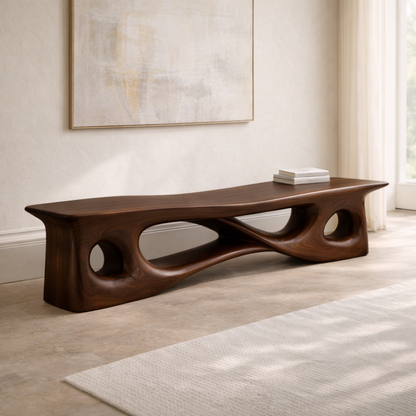Sculptural Entryway Bench Organic Curved Hallway Seat Statement Minimalist Furniture - view 3 of 7