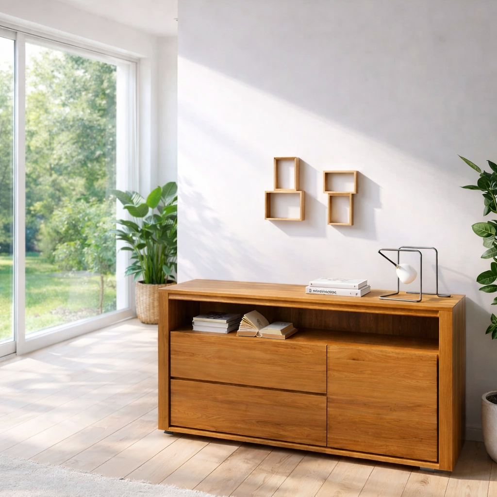 Modern Sideboard Cabinet with Drawers and Open Shelf - view 3 of 7