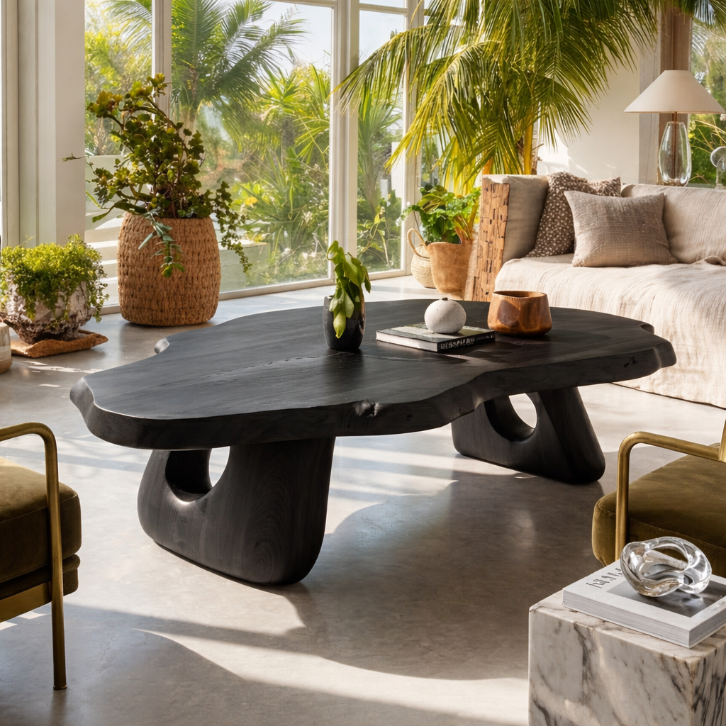 Organic Wooden Coffee Table with Unique Sculptural Base - view 4 of 7