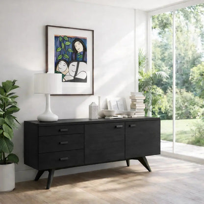 Solid Wood Modern Console Table Mid Century Sideboard with Storage - view 4 of 7