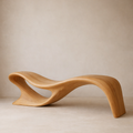 Modern Organic Solid Wood Bench – Artistic Curved Wooden Seating Bench - view 1 of 7