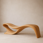 Modern Organic Solid Wood Bench – Artistic Curved Wooden Seating Bench - view 1 of 7