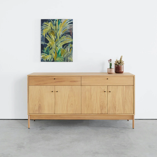 Wood Sideboard Cabinet with Drawers & Doors – Modern Minimal Storage - view 1 of 7