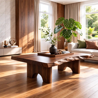 Unique Solid Wood Coffee Table with Artistic Design and Natural Finish - view 2 of 7
