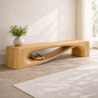 Modern Entryway Bench with Shelf Sculptural Hallway Seat Organic Statement Furniture - view 1 of 7