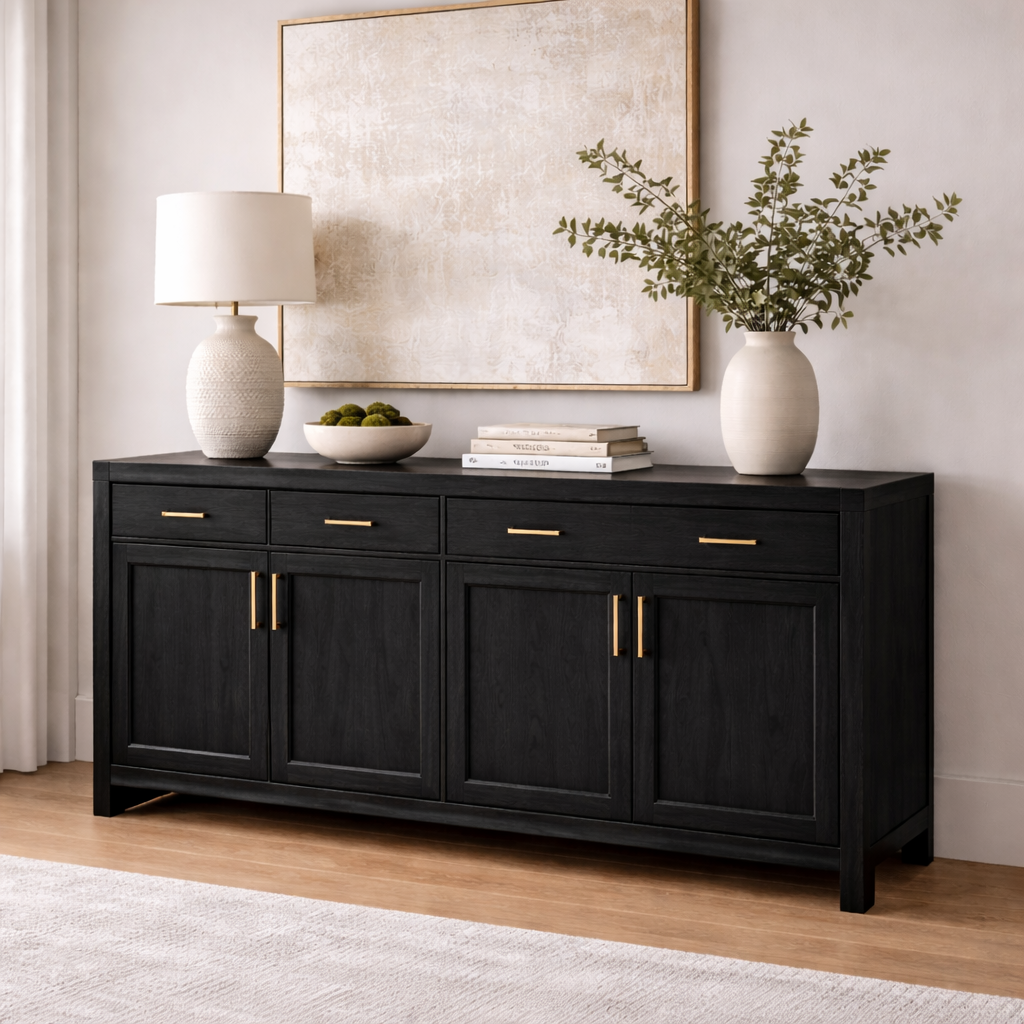 Solid Wood Console Cabinet with Drawers and Door Storage for Living Room - view 4 of 7