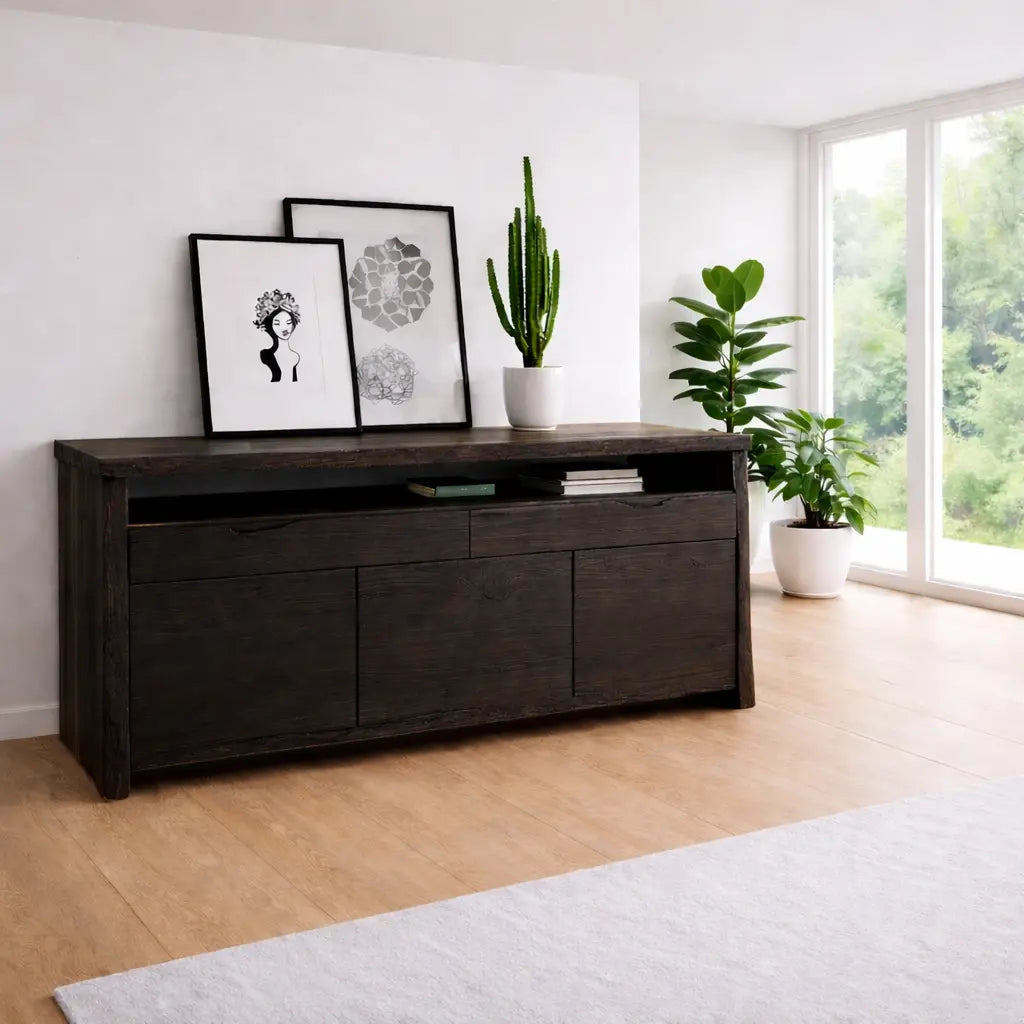 Solid Wood Console Table Modern Sideboard with Storage Cabinet - view 4 of 7