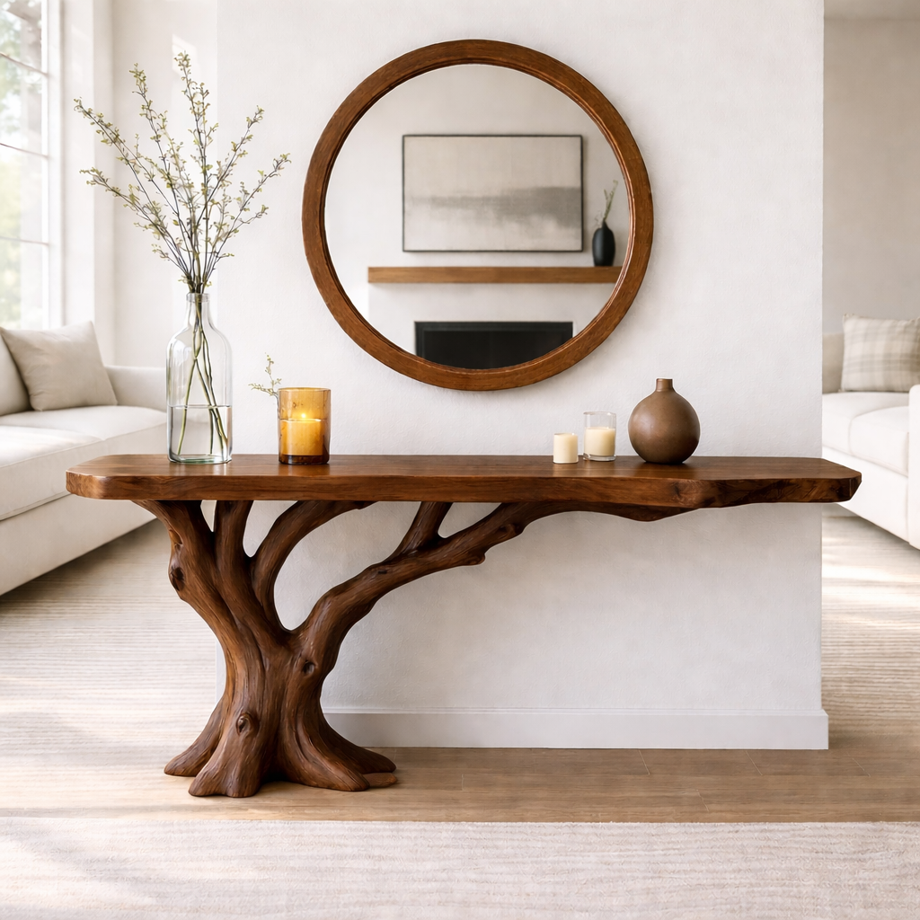 Tree Root Solid Wood Console Table, Organic Sculptural Entryway Table - view 5 of 7
