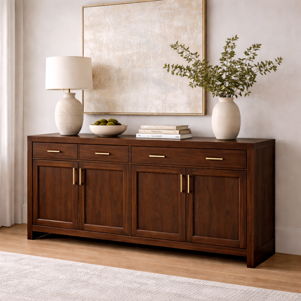 Solid Wood Console Cabinet with Drawers and Door Storage for Living Room - view 2 of 7