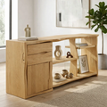 Live Edge Solid Wood Console Cabinet - Modern Rustic Sideboard with Glass Shelving - view 1 of 7