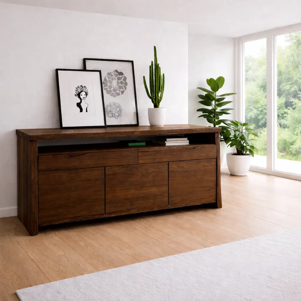 Solid Wood Console Table Modern Sideboard with Storage Cabinet - view 2 of 7