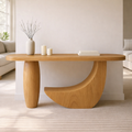 Modern Solid Wood Console Table, Sculptural Curved Base Entryway Hallway Statement Furniture - view 1 of 7