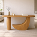 Modern Solid Wood Console Table, Sculptural Curved Base Entryway Hallway Statement Furniture - view 1 of 7