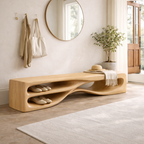Modern Entryway Bench with Shoe Storage Sculptural Hallway Seat Statement Furniture - view 1 of 7