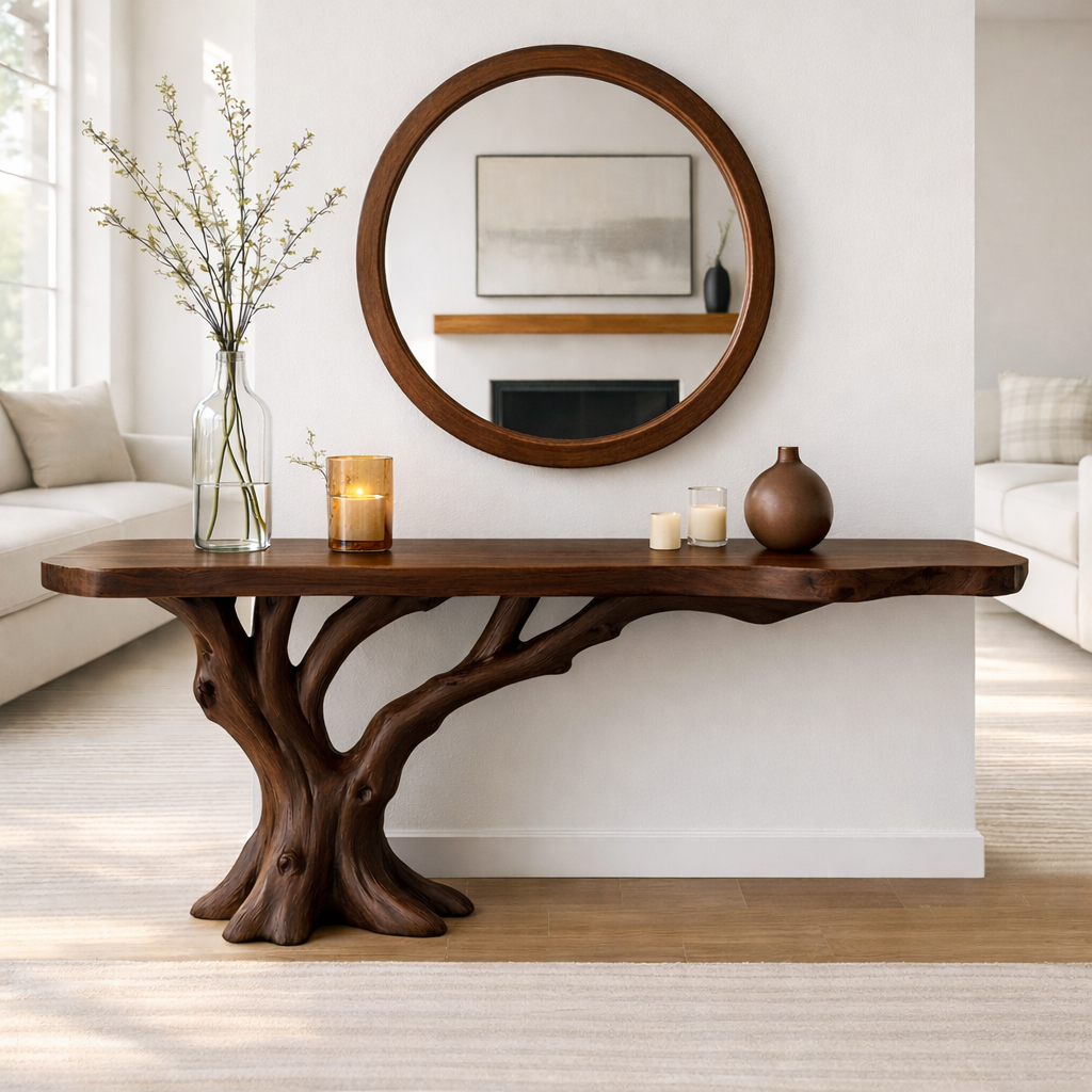 Tree Root Solid Wood Console Table, Organic Sculptural Entryway Table - view 6 of 7